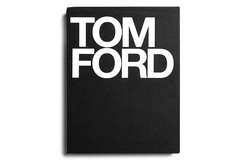 Tom Ford coffee table book with bold white lettering on a black cover.