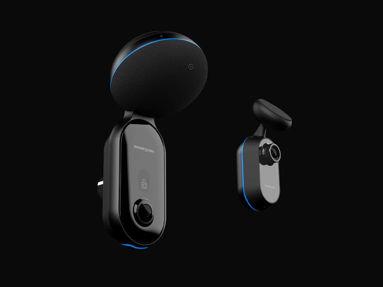 Nextbase iQ Dash Cam in black with blue accents against a dark background.