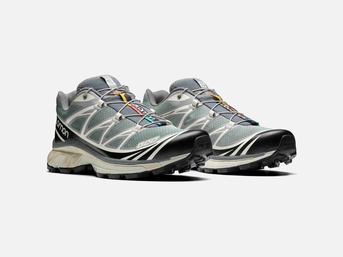 Salomon XT-6 Recut sneakers in Monument Phantom colourway, three-quarter view on white background.