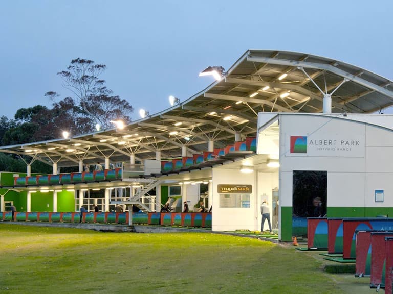 Long shot of Albert Park golf driving range