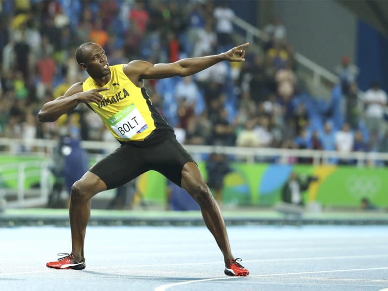Usain Bolt celebrating