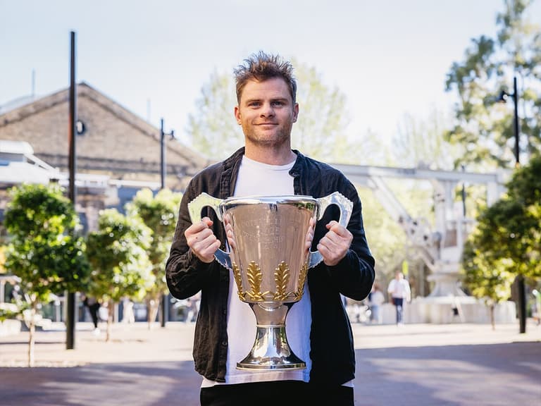 AFL Legend Heath Shaw with the 2025 AFL Premiership Cup | Image: Supplied