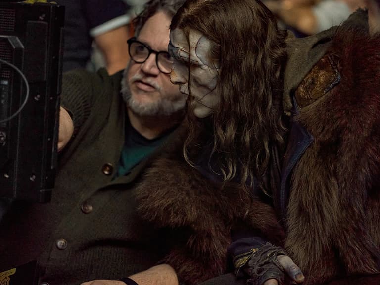 Guillermo del Toro and Jacob Elordi in 'Frankenstein' (2025) | Image: Netflix