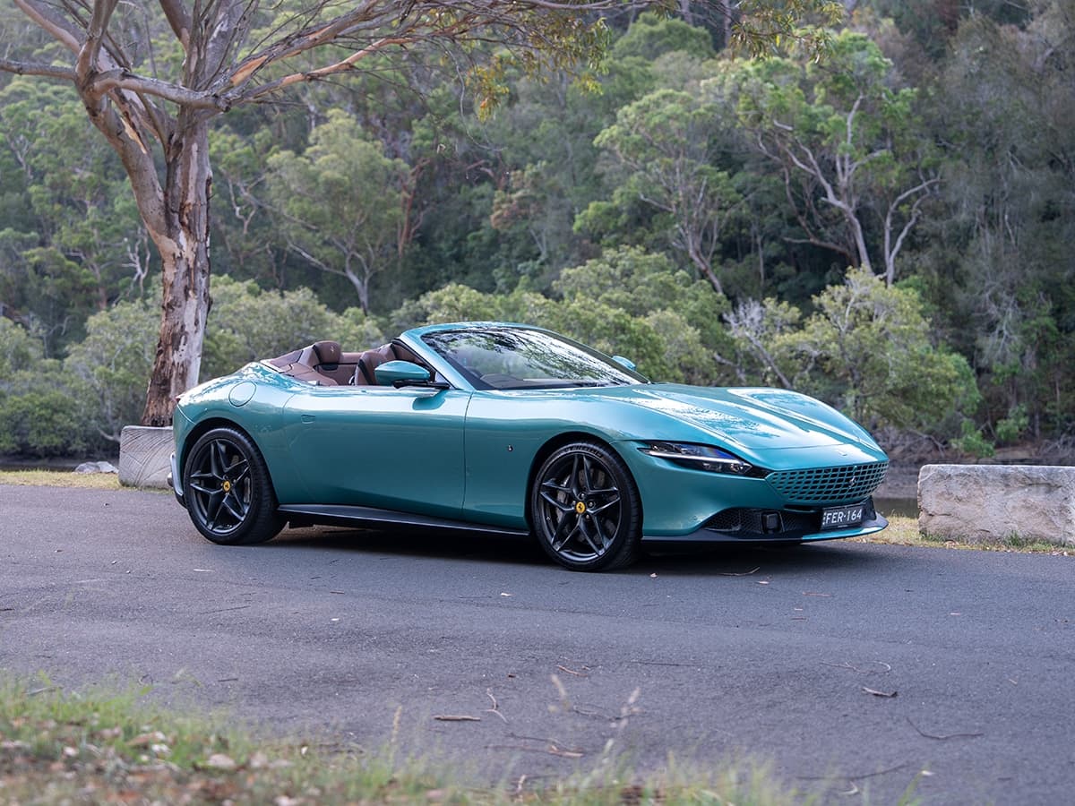 Ferrari roma spider front three quarter