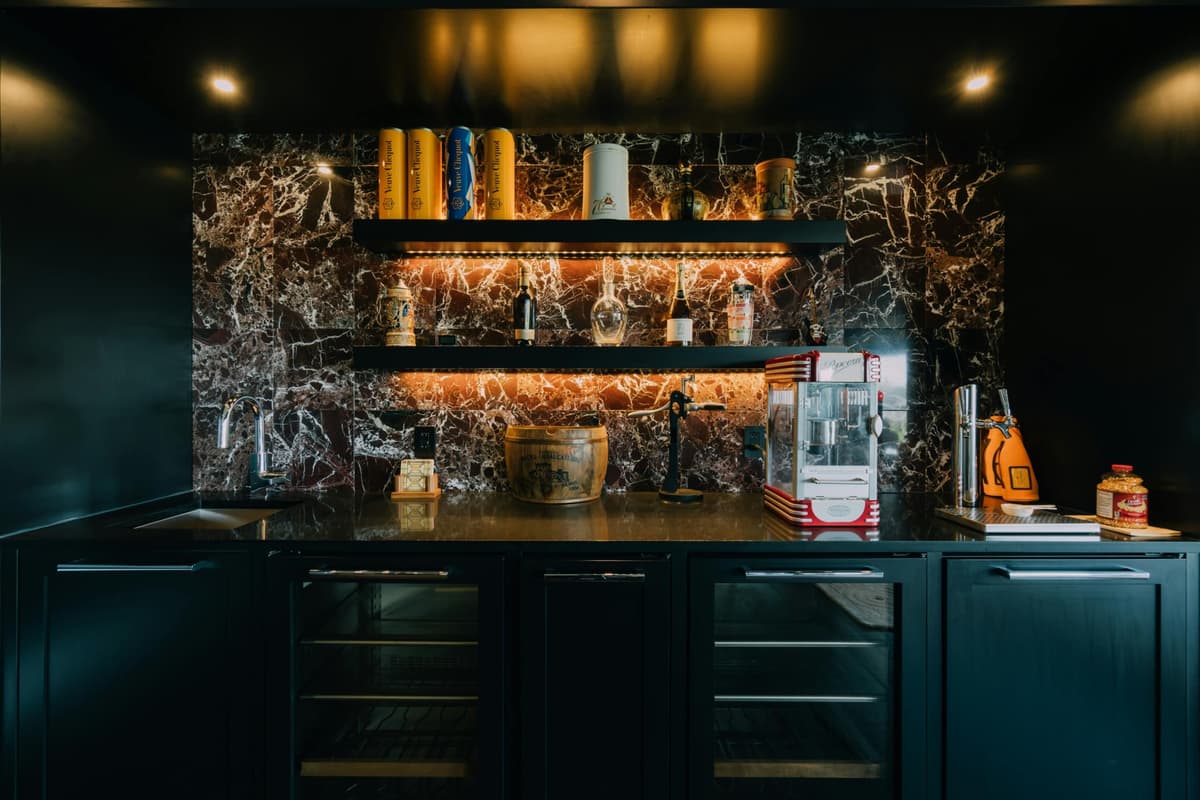 Moody wet bar design