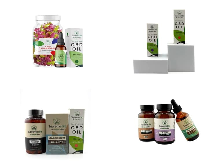 Supreme CBD wellness bundles on a white background